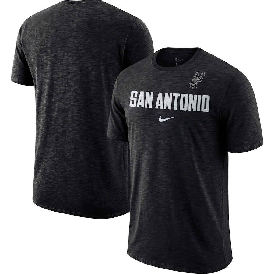 2020 NBA Men Nike San Antonio Spurs Heathered Black Essential Facility Slub Performance TShirt->nba t-shirts->Sports Accessory